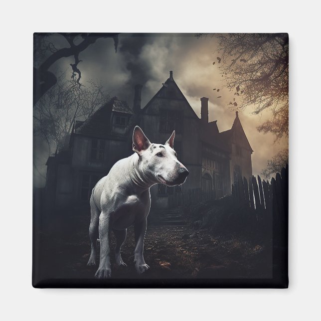 Bull Terrier Halloween Beängstigend Magnet (Vorne)