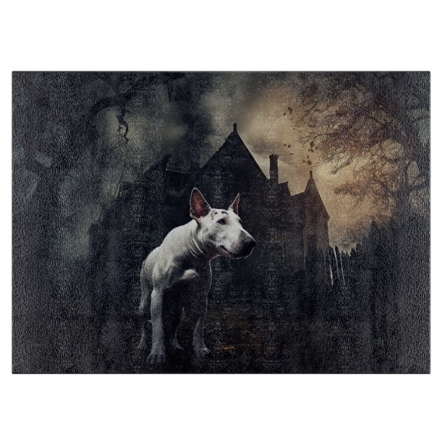 Bull Terrier Halloween Beängstigend Schneidebrett (Vorderseite)