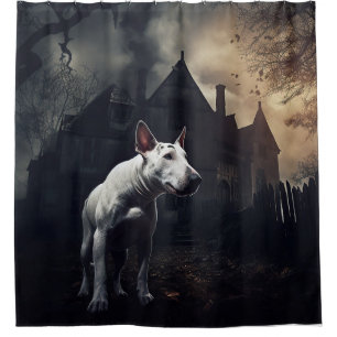 Bull Terrier Halloween Gruselig Duschvorhang