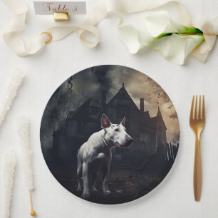 Bull Terrier Halloween Gruselig Pappteller