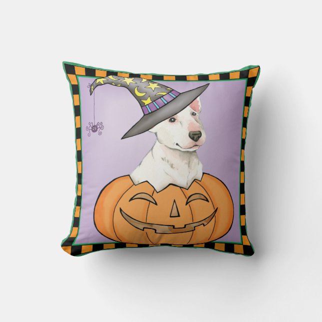 Bull Terrier Halloween Kissen (Vorderseite)