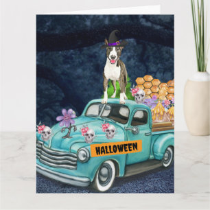 Bull Terrier Halloween LKW Beängstigende Nacht Karte