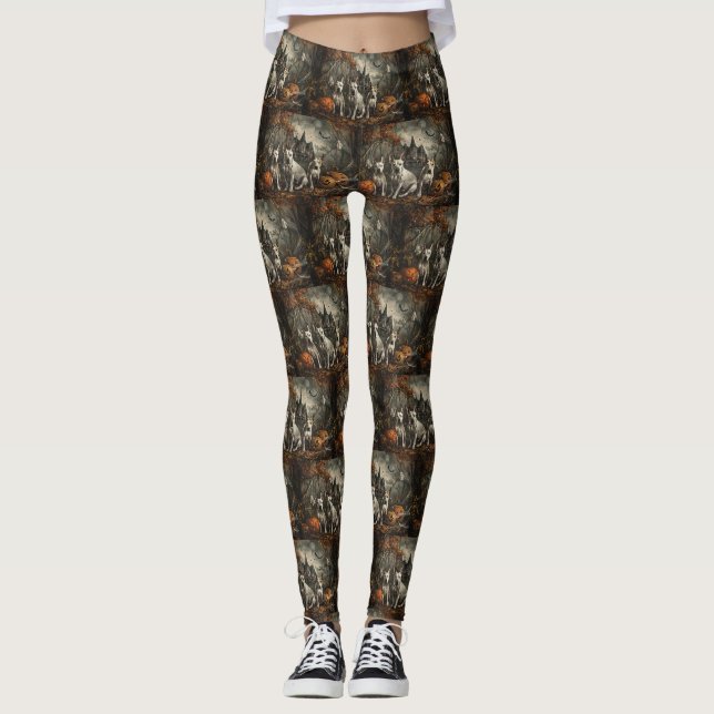 Bull Terrier Halloween Night Doggy Delight Leggings (Vorderseite)