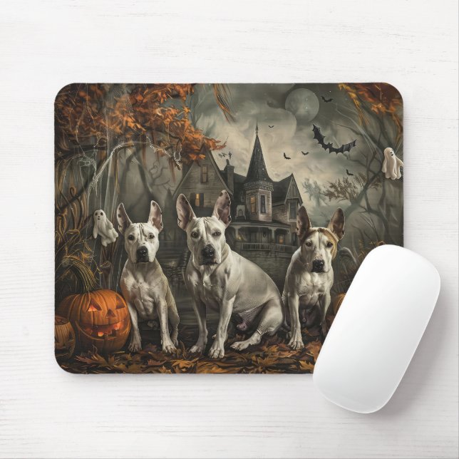 Bull Terrier Halloween Night Doggy Delight Mousepad (Mit Mouse)