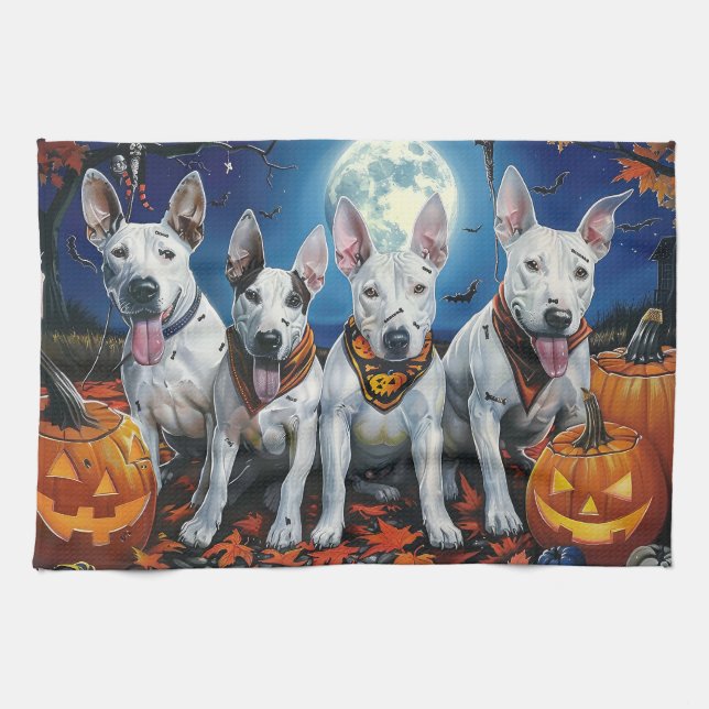 Bull Terrier Halloween Spooky Geschirrtuch (Horizontal)