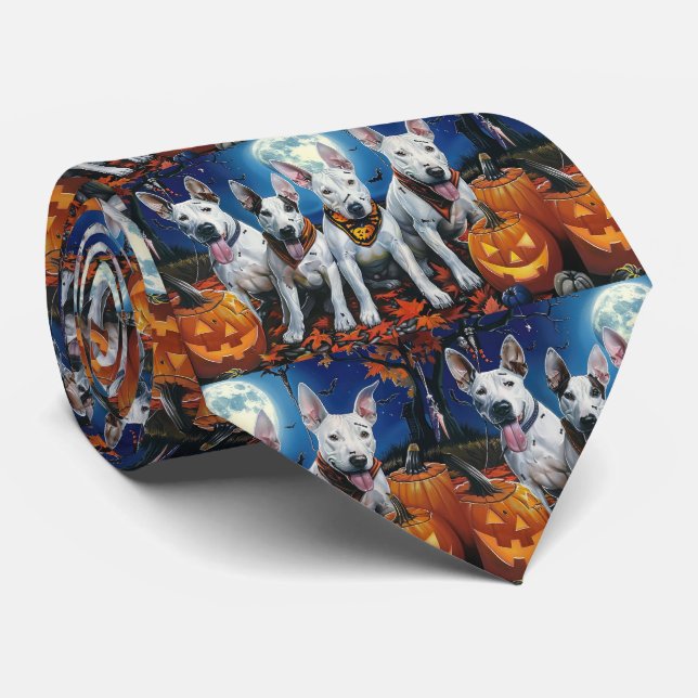 Bull Terrier Halloween Spooky Krawatte (Gerollt)
