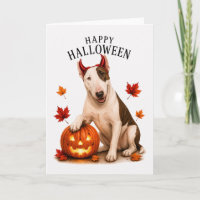Bull Terrier Halloween Teufelshund