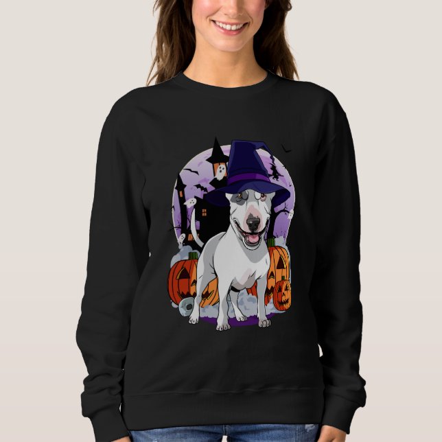 Bull Terrier Happy Halloween Witch Dog Pumpkin Spo Sweatshirt (Vorderseite)