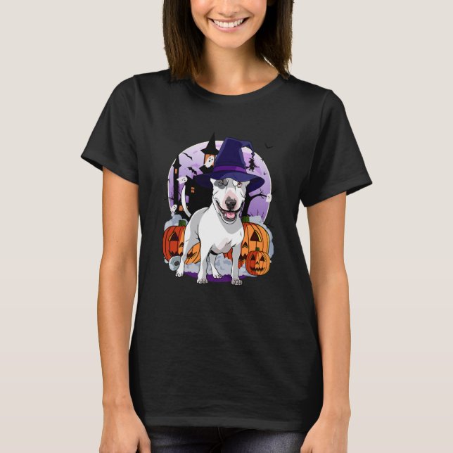 Bull Terrier Happy Halloween Witch Dog Pumpkin Spo T-Shirt (Vorderseite)
