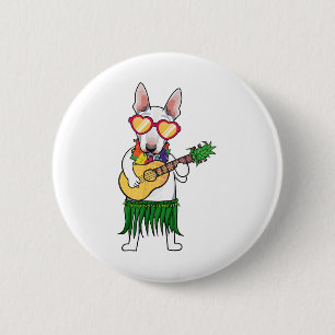 Bull Terrier Hawaiian Costume Ukulele Summ Button