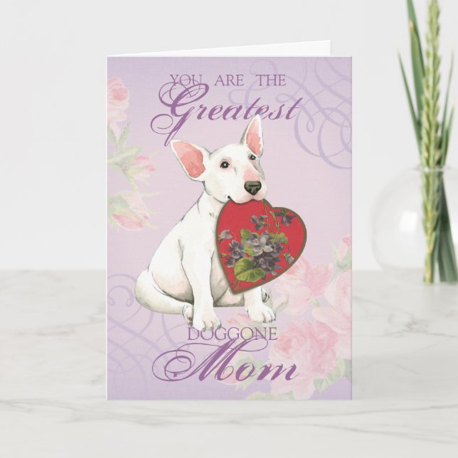 Bull Terrier Heart Mama Karte (Vorderseite)