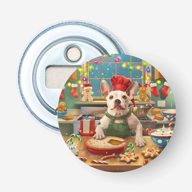 Bull Terrier Holiday Baking: Festliche Weihnachten Flaschenöffner (Vorderseite)