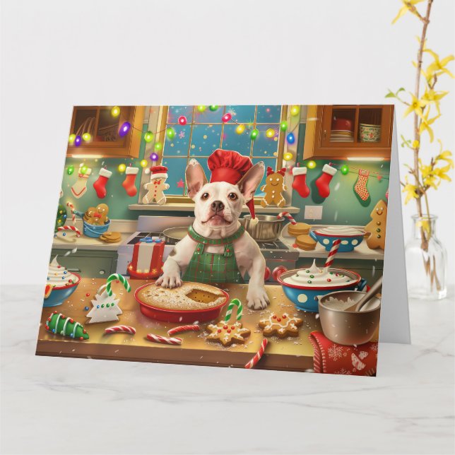 Bull Terrier Holiday Baking: Festliche Weihnachten Karte (Gelbe Blume)