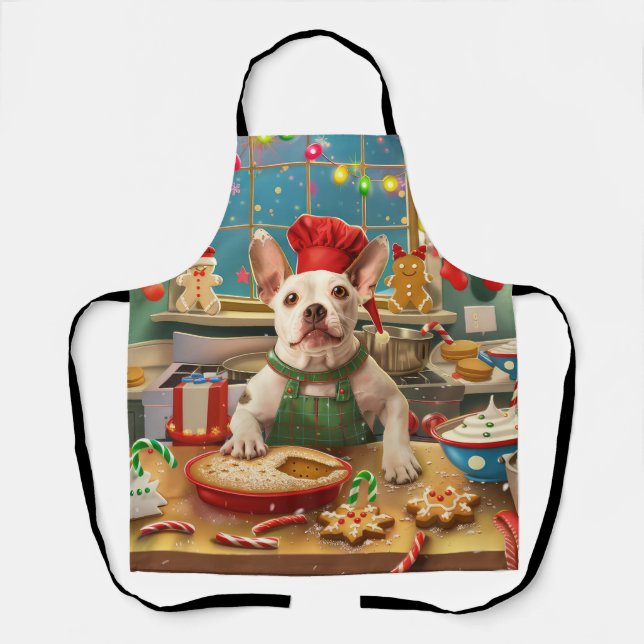 Bull Terrier Holiday Baking: Festliche Weihnachten Schürze (Vorderseite)