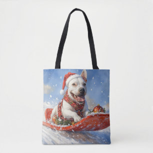 Bull Terrier Hund im Schlitten Lass es schneien We Tasche