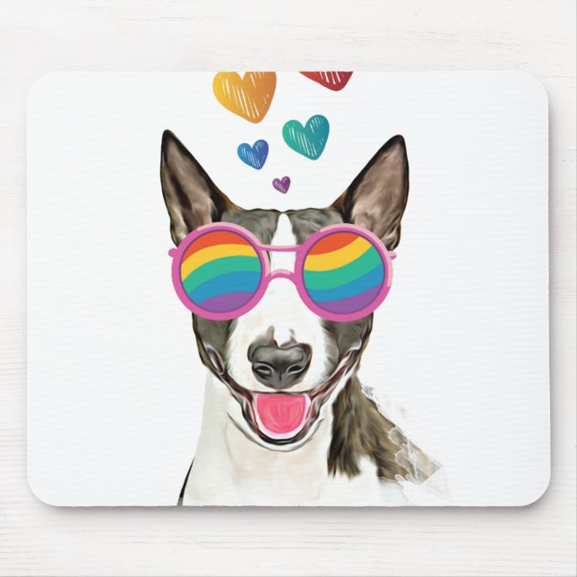 Bull Terrier Hund mit Herzchen Valentinstag Mousepad (Vorne)