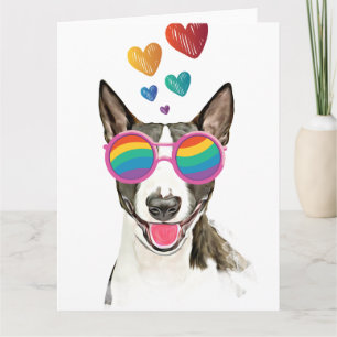 Bull Terrier Hund mit Herzen Valentinstag Karte