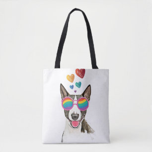Bull Terrier Hund mit Herzen Valentinstag Tasche