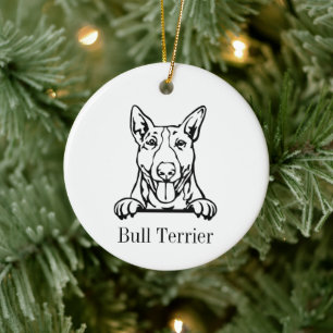 Bull Terrier Hund personalisierte Tierverzierung, Keramik Ornament