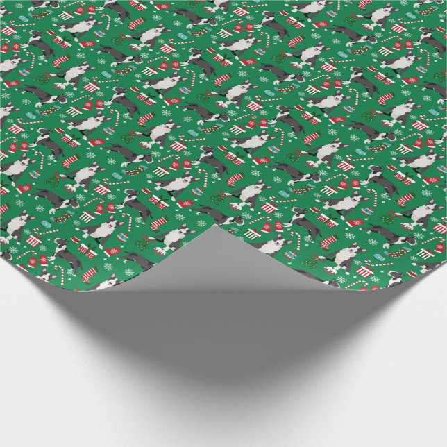 Bull Terrier Hund Weihnachten Geschenkpapier (Ecke)