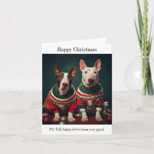 Bull Terrier Hunde in Christmas Sweaters Karte