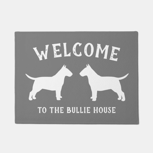 Bull Terrier Hunde Silhouetten nach Maß Fußmatte (Vorderseite)