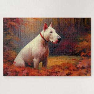 Bull Terrier im Herbst Leaves Fall Inspiriert