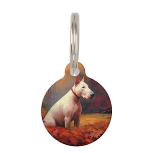 Bull Terrier im Herbst Leaves Fall Inspiriert Haustiermarke