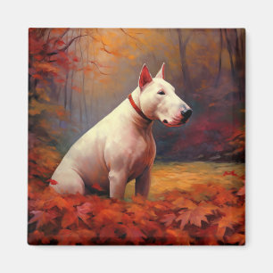 Bull Terrier im Herbst Leaves Fall Inspiriert Magnet