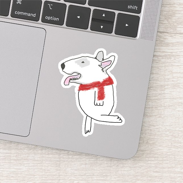 Bull Terrier ist unterwegs Aufkleber (Detail)