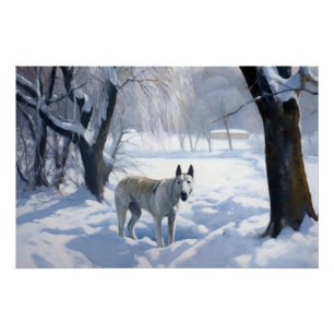 Bull Terrier Lass es schneien Weihnachten Poster