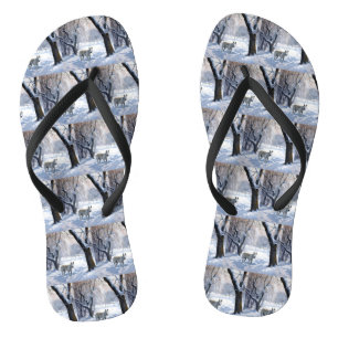 Bull Terrier Lass es Weihnachten schnee Flip Flops