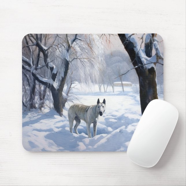 Bull Terrier Lass es Weihnachten schnee Mousepad (Mit Mouse)