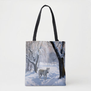 Bull Terrier Lass es Weihnachten schnee Tasche