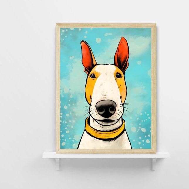 Bull Terrier mit gelbem Collar farbiger Hund Poster (Von Creator hochgeladen)