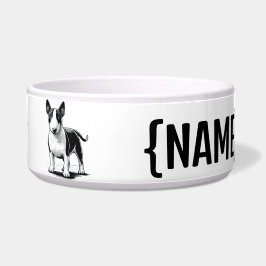 Bull Terrier mit NAME Bowls Napf