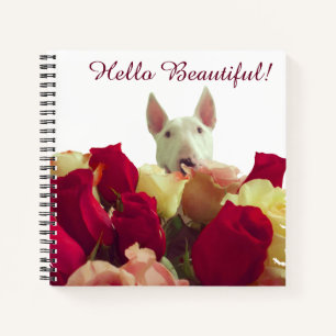 Bull Terrier mit Rose Gruß - Hallo schön Notizbuch