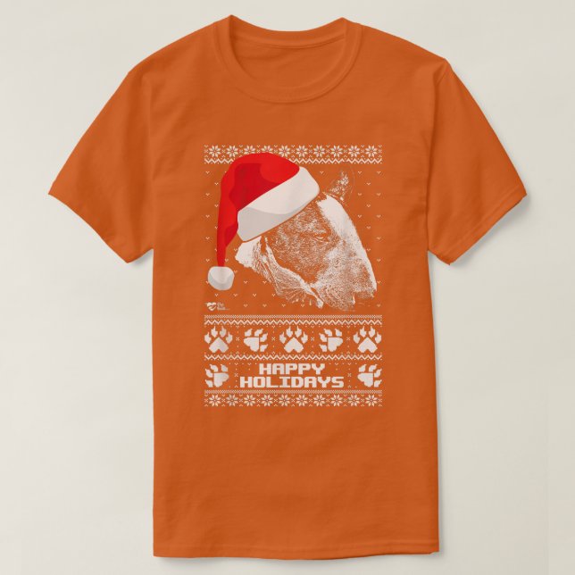 Bull Terrier Niedlich Happy Holidays T-Shirt (Design vorne)