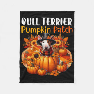 Bull Terrier Niedlich Patch Erntedank Pumpkins fal Fleecedecke