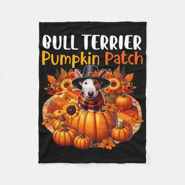 Bull Terrier Niedlich Patch Erntedank Pumpkins fal Fleecedecke (Vorderseite)
