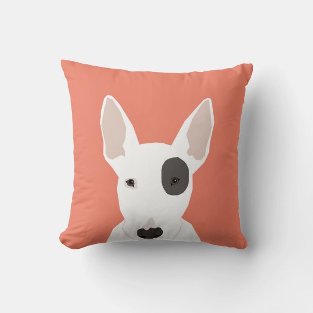 Bull Terrier niedlich Terrier Hund Schwarz-Weiß-Hu Kissen (Vorderseite)