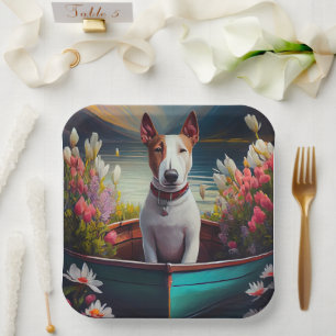 Bull Terrier on a Paddle: Ein Landschaftliches Abe Pappteller