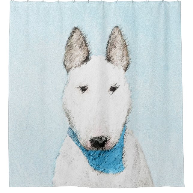 Bull Terrier Painting - Niedliche Original Dog Art Duschvorhang (Vorderseite)