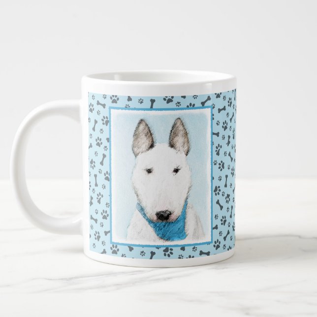 Bull Terrier Painting - Niedliche Original Dog Art Jumbo-Tasse (Links)