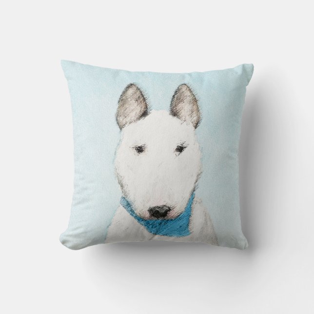 Bull Terrier Painting - Niedliche Original Dog Art Kissen (Vorderseite)