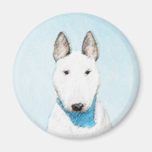 Bull Terrier Painting - Niedliche Original Dog Art Magnet