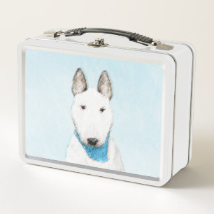 Bull Terrier Painting - Niedliche Original Dog Art Metall Brotdose