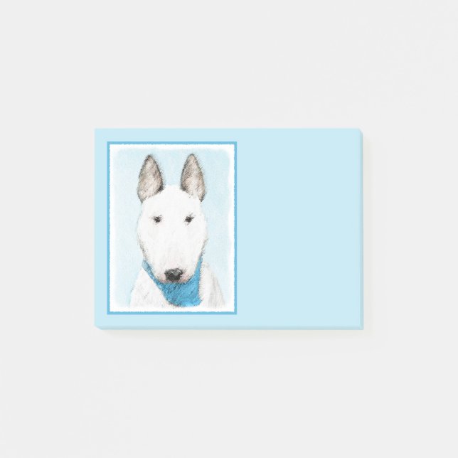 Bull Terrier Painting - Niedliche Original Dog Art Post-it Klebezettel (Vorderseite)