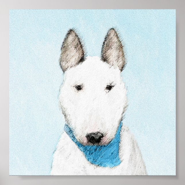 Bull Terrier Painting - Niedliche Original Dog Art Poster (Vorne)