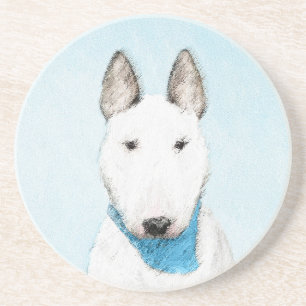 Bull Terrier Painting - Niedliche Original Dog Art Untersetzer